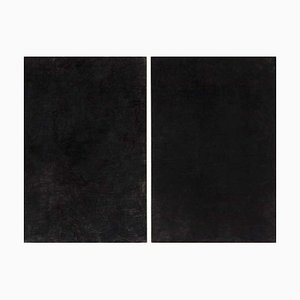 Enrico Dellatorre, Large Abstract Paintings, Charcoal on Linen, Set of 2-WM-1305842