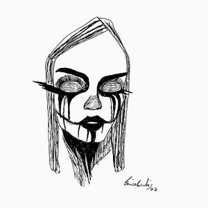 Enrico Josef Cucchi, Mask of Horror, Original China Ink Drawing, 2020-ZCI-1384960