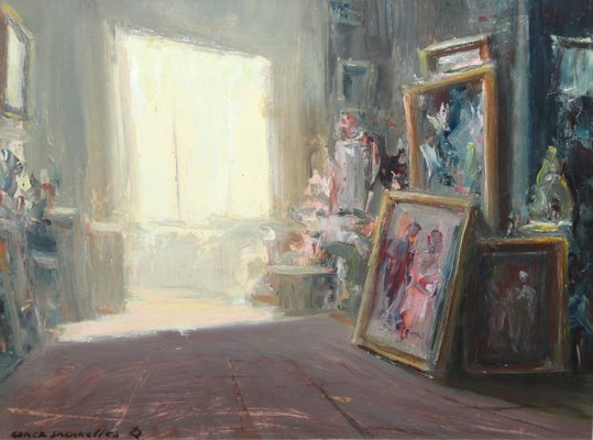 Enrique Gomez Sacanelles, Artist's Study, 1980s, Oil on Canvas-CJU-2021176