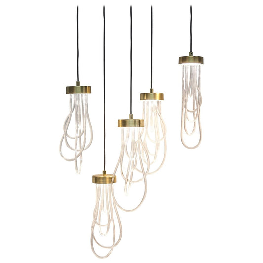 Ensemble of Brass Light Pendants, Cascade