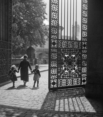 Entrance Gate Darmstadt Castle Girls and Woman, Germany, 1938, Printed 2021-DYV-997896