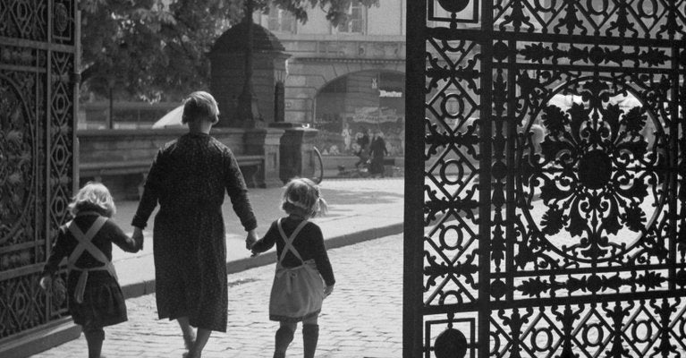 Entrance Gate Darmstadt Castle Girls and Woman, Germany, 1938, Printed 2021-DYV-997896