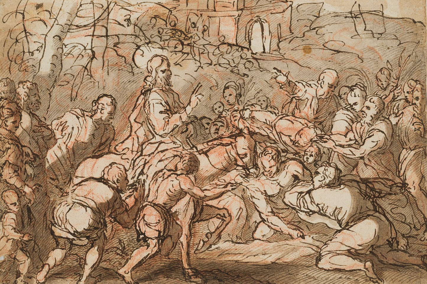 Entry of Christ Into Jerusalem, 18th-Century, Ink