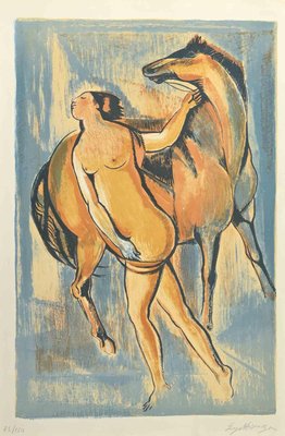 Enzo Assenza, Woman with Horse, Lithograph, 1970s-ZCI-2025240