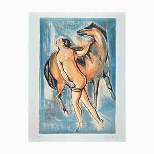 Enzo Assenza, Woman With Horse, Original Etching, 1970s-ZCI-1344750