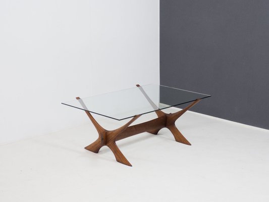 Erebro Glass Condror Walnut & Glass Coffee Table by Fredrik Schriever-Abeln-YS-1758744