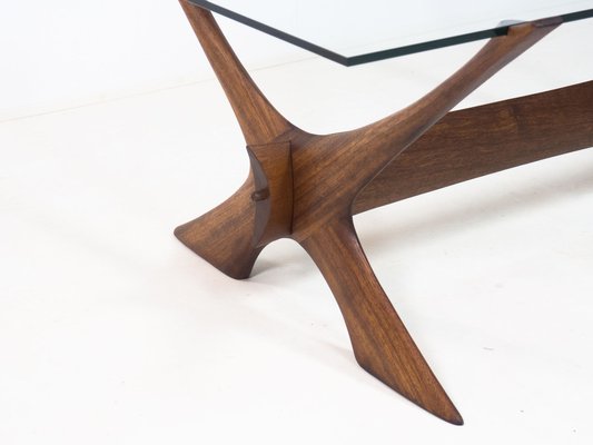 Erebro Glass Condror Walnut & Glass Coffee Table by Fredrik Schriever-Abeln-YS-1758744