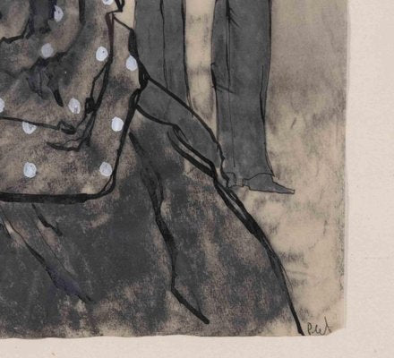 Erhard Klepper, A Couple, Original Drawing in China Ink on Paper, 1956-ZCI-1342864