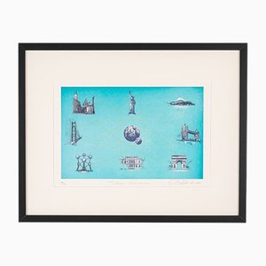 Erhard Schiel, Telekom - Here We Are, Color Etching Paper, Framed-GPP-1126459