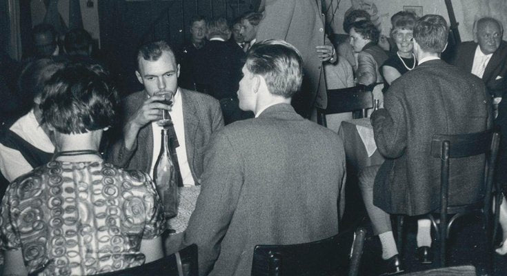 Erich Andres, Artists in Montmartre Having Dinner in Restaurant, Paris, France, 1950s, Black & White Photograph-DYV-1181412