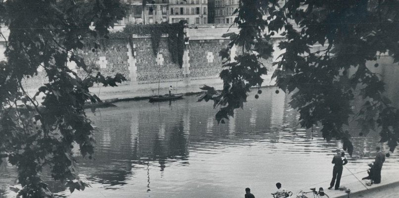 Erich Andres, Fishermen by the Seine, Paris, France, 1950s, Black & White Photograph-DYV-1181411