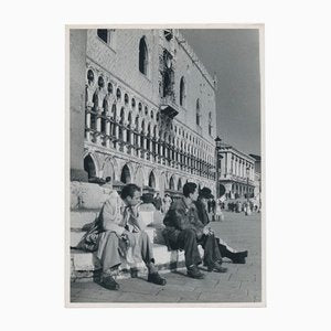 Erich Andres, Venice: Men Sitting at Markus Square, Italy, 1950s, Black & White Photograph-DYV-1181416