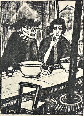 Erich Heckel, in the Muschelstube, 1916, Lithograph-QFT-2016482