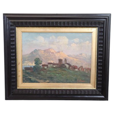 Ermanno Clara, Mountain Landscape, 1930s, Oil on Board, Framed-DCO-1347847