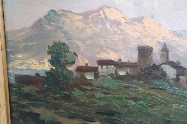 Ermanno Clara, Mountain Landscape, 1930s, Oil on Board, Framed-DCO-1347847