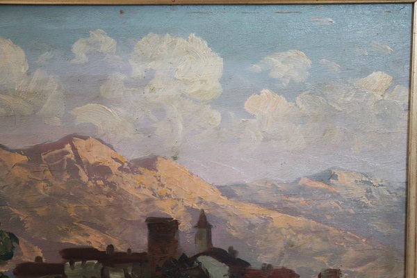 Ermanno Clara, Mountain Landscape, 1930s, Oil on Board, Framed-DCO-1347847