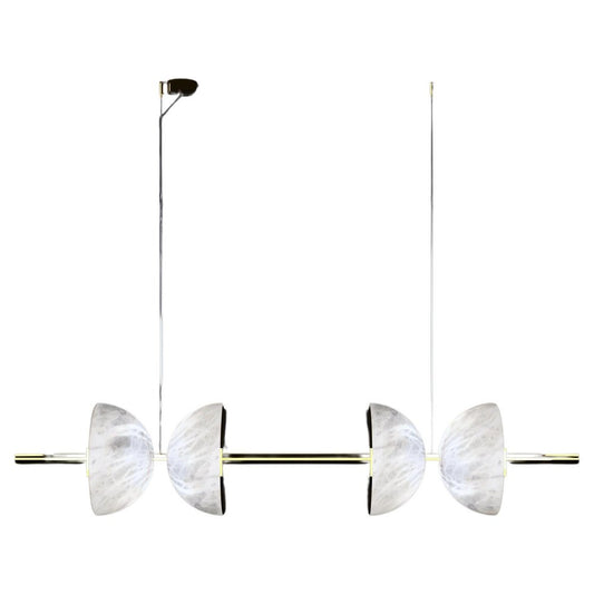 Ermes Shiny Gold Metal and Alabaster Pendant Light 2 by Alabastro Italiano