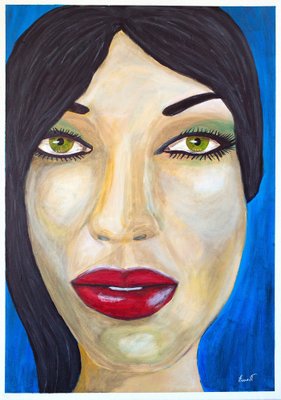 Ernest Carneado Ferreri, Mujer Con Pelo Negro, 2000s, Acrylic Painting-NKY-1397041