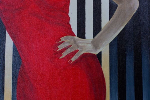 Ernest Carneado Ferreri, Mujer Con Vestido Rojo, 2000s, Acrylic Painting-NKY-1397049