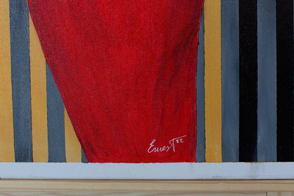 Ernest Carneado Ferreri, Mujer Con Vestido Rojo, 2000s, Acrylic Painting-NKY-1397049