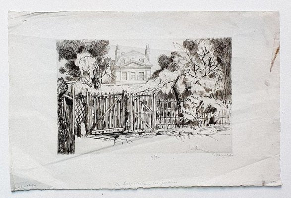 Ernest Herchez, Mansion, Etching on Paper, 20th Century-ZCI-2029214