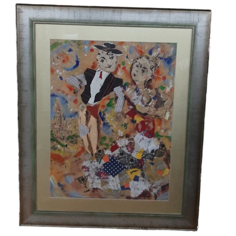 Ernesto Salvadó, Dancers, 1970s, Mixed Media on Paper, Framed