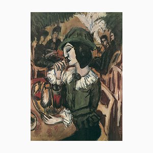 Ernst Ludwig Kirchner, Green Lady in Garden Cafe, 1890s, Art Print-QAI-1383581