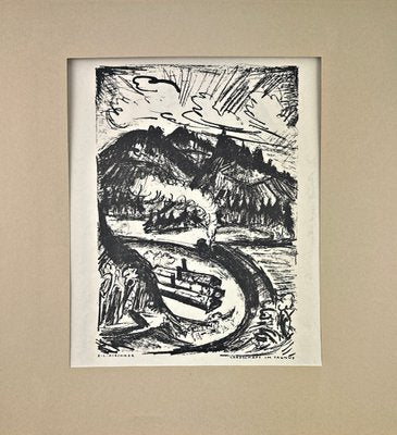 Ernst Ludwig Kirchner, Taunus Railway Curve, 1916, Lithograph-QFT-2016485