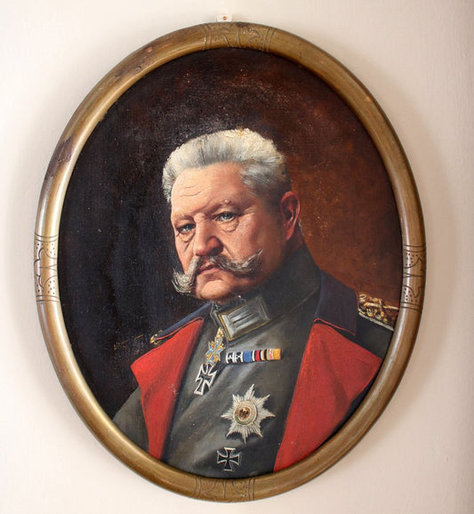 Ernst Zimmer, Paul von Hindenburg, 20th Century, Painting on Parchment