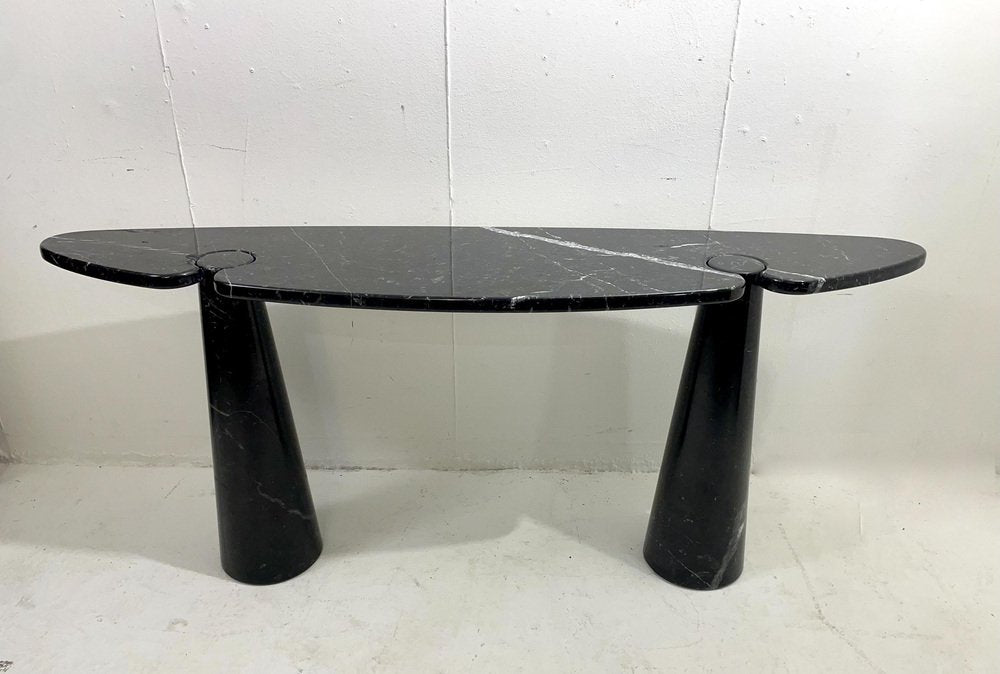 Eros Console in Black Marble by Angelo Mangiarotti, 1970s