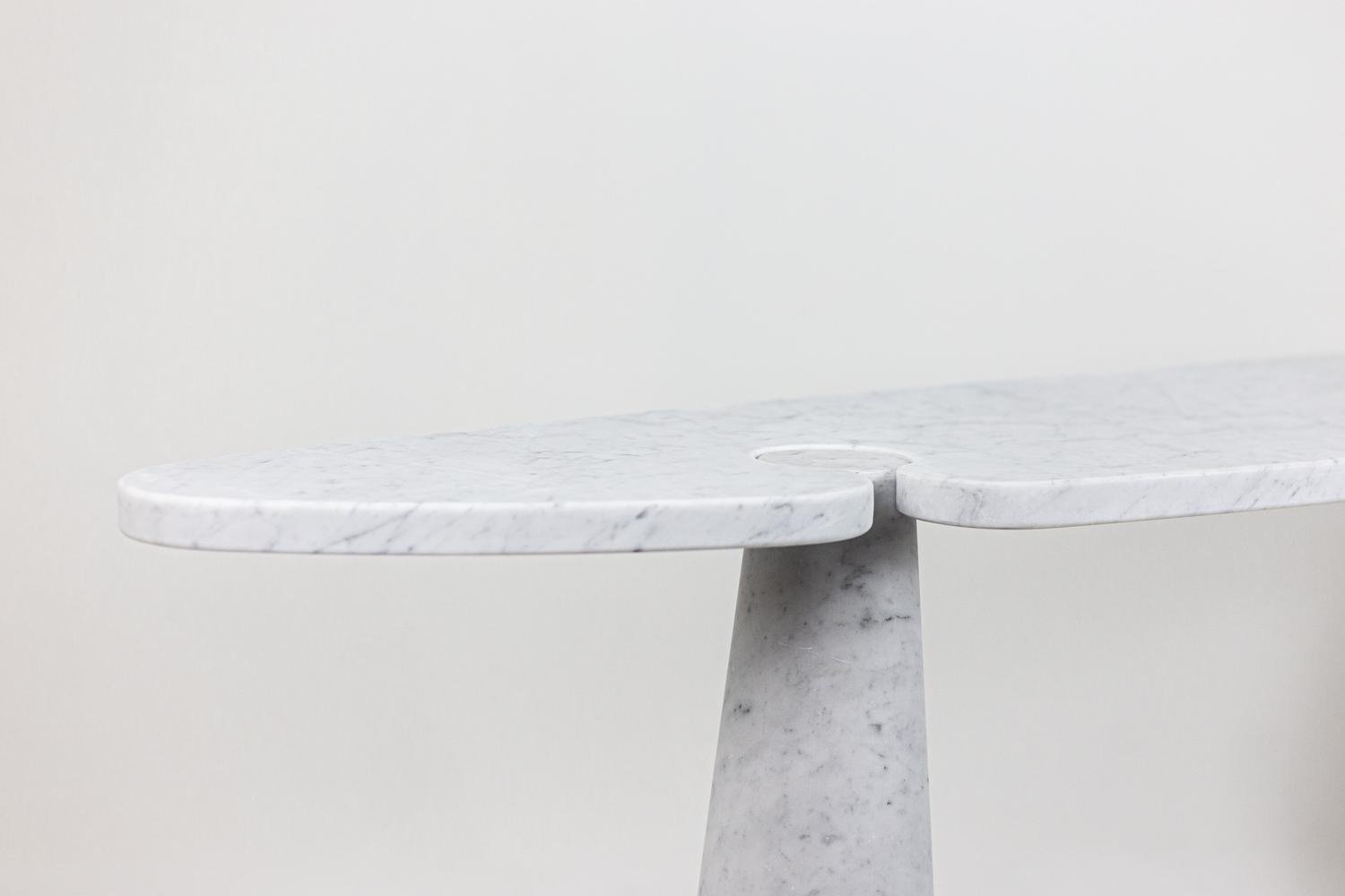 Eros Console Table in Calacatta White Marble by Angelo Mangiarotti, 1970s