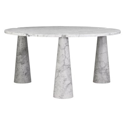 Eros Round Dining Table in Carrara Marble by Angelo Mangiarotti for Skipper, Italy, 1970s-TE-971407