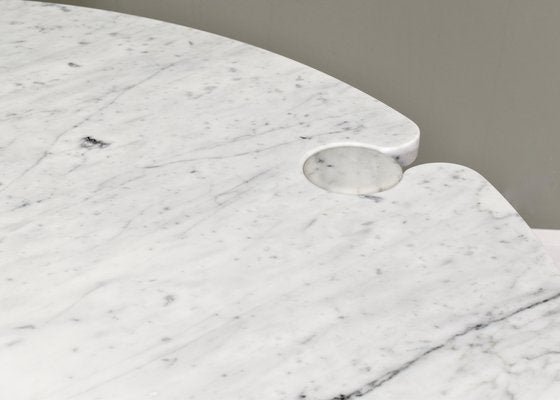 Eros Round Dining Table in Carrara Marble by Angelo Mangiarotti for Skipper, Italy, 1970s-TE-971407