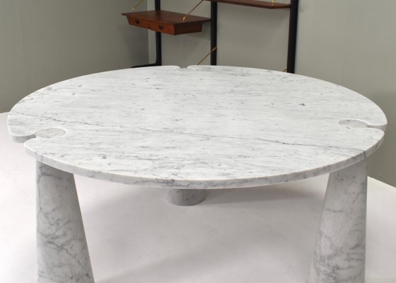 Eros Round Dining Table in Carrara Marble by Angelo Mangiarotti for Skipper, Italy, 1970s-TE-971407