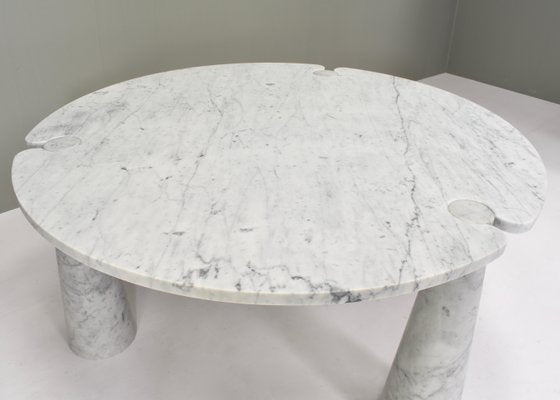 Eros Round Dining Table in Carrara Marble by Angelo Mangiarotti for Skipper, Italy, 1970s-TE-971407