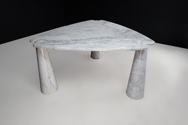 Eros Triangle Center Table in White Carrara Marble by Angelo Mangiarotti for Skipper, 1970s-TRW-1722770