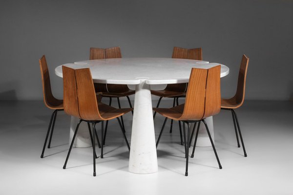 Eros Tripod Dining Table in Carrara Marble by Angelo Mangiarotti, 1970-YU-1398655