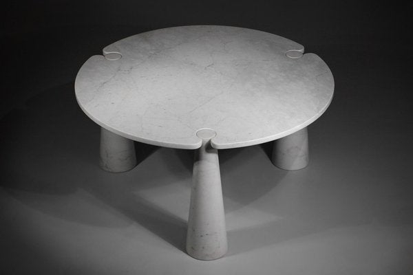 Eros Tripod Dining Table in Carrara Marble by Angelo Mangiarotti, 1970-YU-1398655