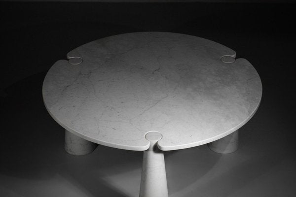 Eros Tripod Dining Table in Carrara Marble by Angelo Mangiarotti, 1970-YU-1398655