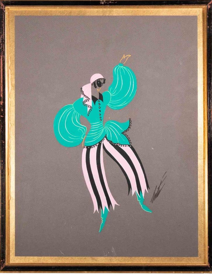 Erté, La Traviata, Dancer of the Bohemian Ballet, 3rd Act, Gouache on Paper, 1948