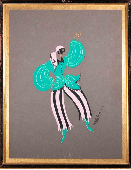 Erté, La Traviata, Dancer of the Bohemian Ballet, 3rd Act, Gouache on Paper, 1948