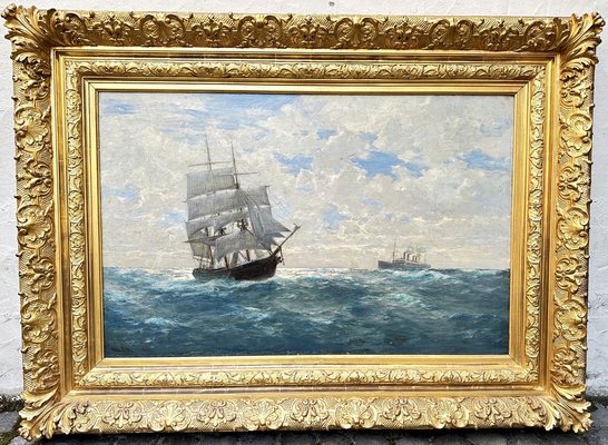 Erwin Günther, Large Marine Painting in Baroque Frame-QFT-1727093