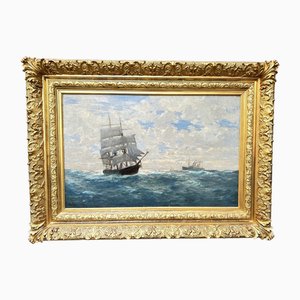 Erwin Günther, Large Marine Painting in Baroque Frame-QFT-1727093