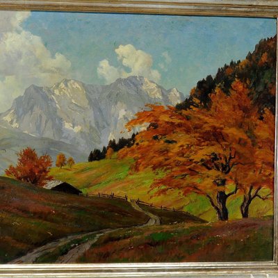 Erwin Kettemann, Landscape in the Tyrolean Alps, 1930s, Oil on Canvas-KJP-1149350