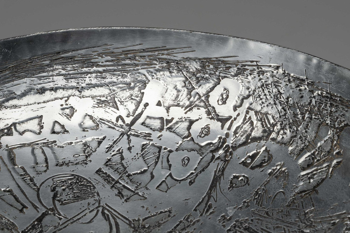 Etched Aluminium Bowl from Nerone E Patuzzi, Italy, 1975