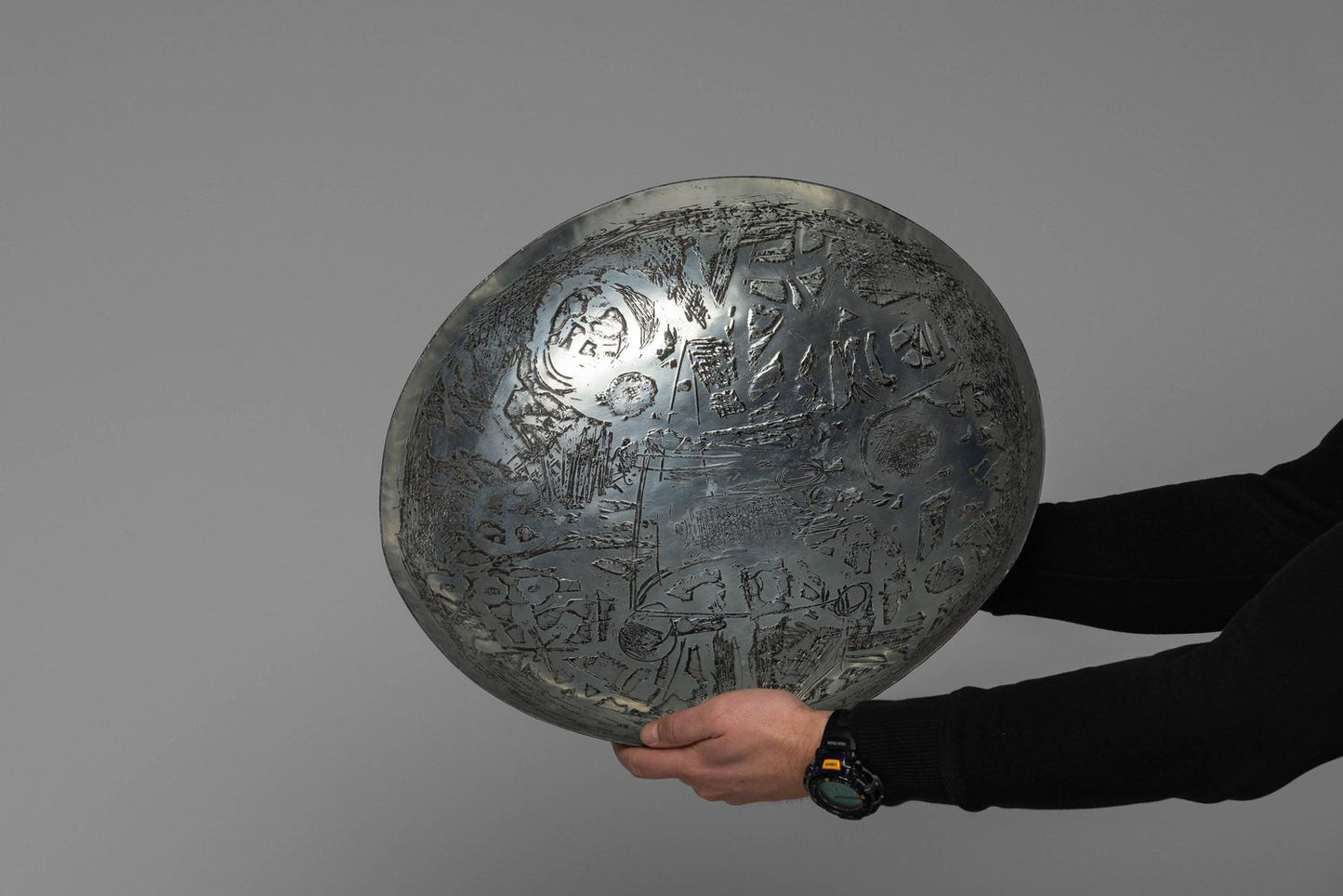 Etched Aluminium Bowl from Nerone E Patuzzi, Italy, 1975