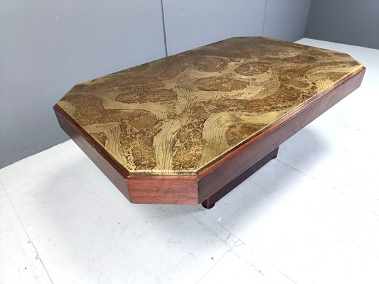 Etched Brass Coffee Table, 1970s-IRH-2040316