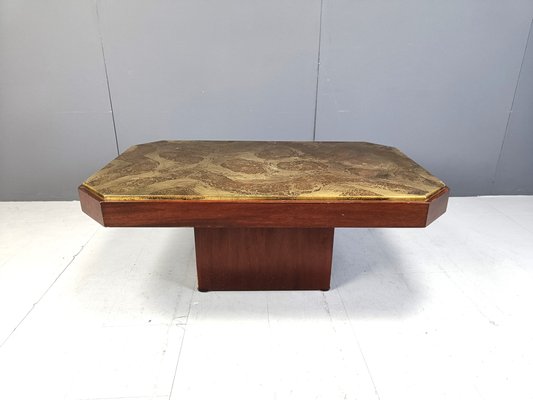 Etched Brass Coffee Table, 1970s-IRH-2040316