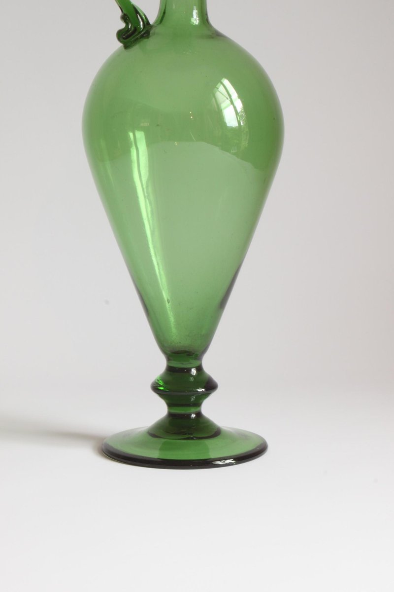 Etruscan Green Glass Amphora or Pitcher, Empoli, 1940s