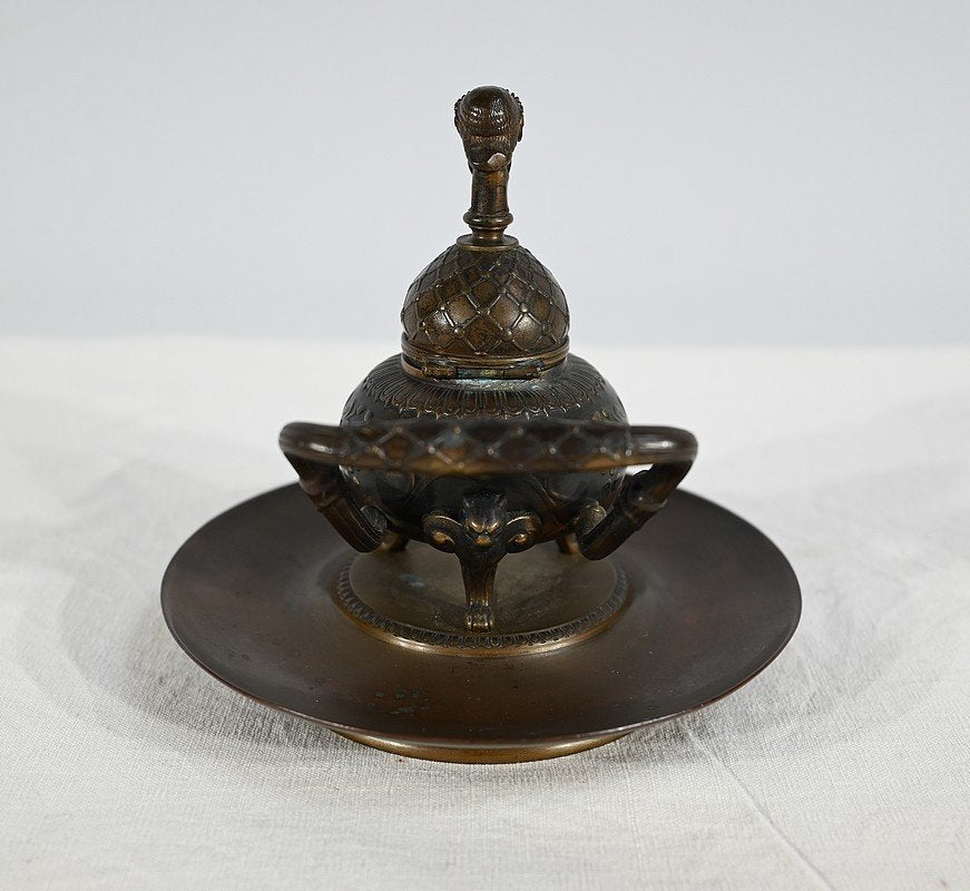 Etruscan Inkwell in Bronze by F. Barbedienne, 19th Century